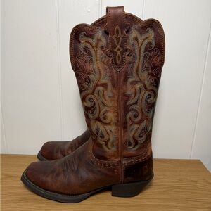 JUSTIN WOMEN'S 12" SQUARE TOE STAMPEDE WESTERN BOOTS size 8 cowboy boot